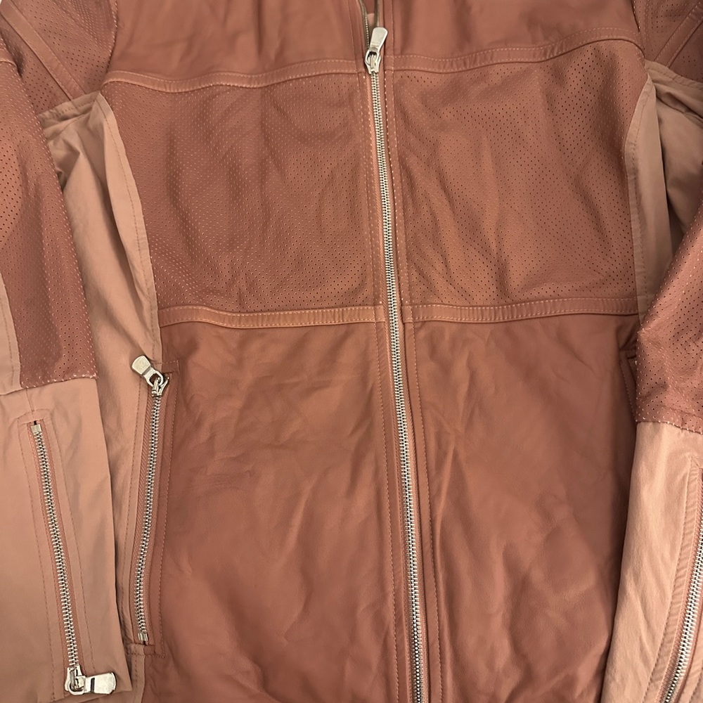 SPRING JACKETS Anatomie perforated leather and nylon jacket. Dusty Rose . Size L - Picture 2 of 11